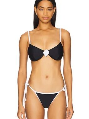 More to Come - Black Contrast-Trim Tie-Side Bikini Top